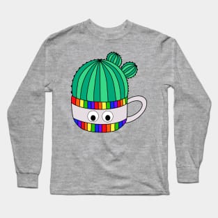 Cute Cactus Design #112: Barrel Cactus In Rainbow Mug Long Sleeve T-Shirt